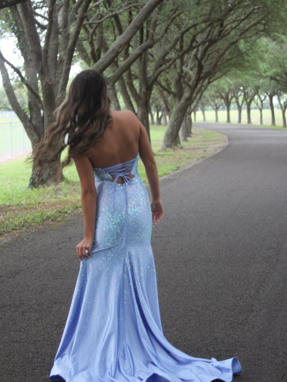 Sherri Hill 56932 prom dress size 0 rhinestones/side slit /light blue memaid